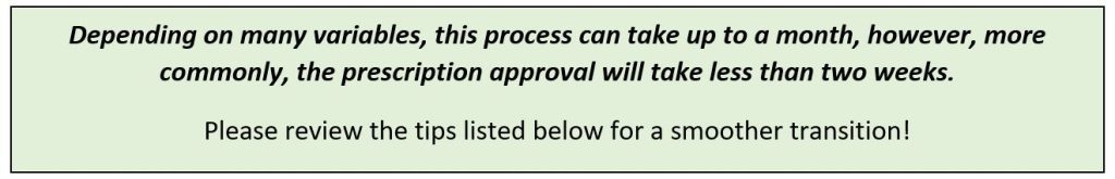 Prior Authorization Banner, process takes about a month.