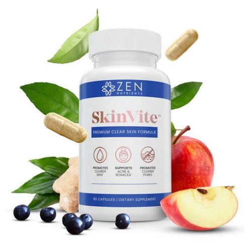 Bottle of SkinVite™ a skin supplement provided at Rocky Mountain Pharmacy in Idaho Falls, Idaho.